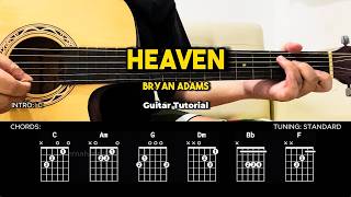 Heaven - Bryan Adams | Easy Guitar Tutorial For Beginners (CHORDS &amp; LYRICS) #guitarlesson