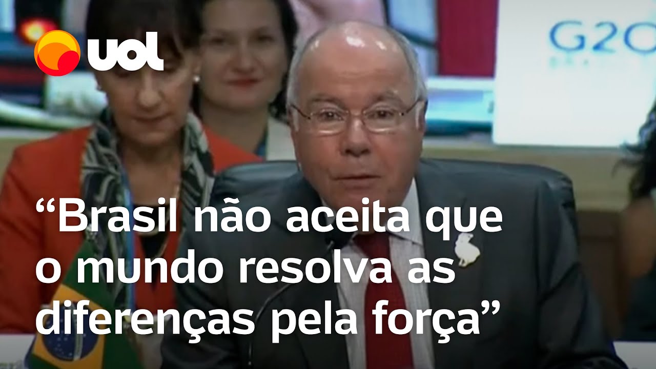 G20: 'Brasil não aceita que o mundo resolva as diferenças pela força militar', diz Mauro Vieira
