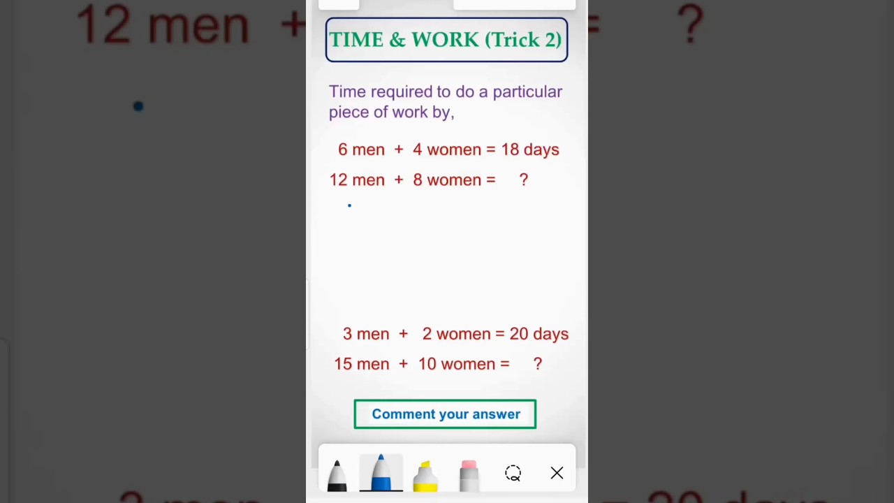 Time And Work Trick 2 || Quantitative Aptitude Trick #ytshorts #shorts #timeandwork