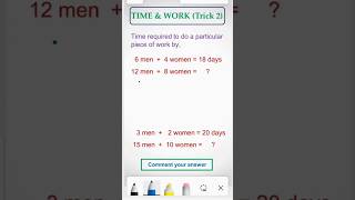 Time And Work Trick 2 || Quantitative Aptitude Trick #ytshorts #shorts #timeandwork