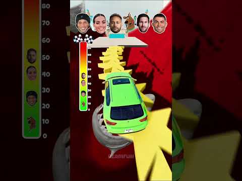 Big & Small Cars Challenge🌟Ronaldo Vs Messi Vs Neymar! #shorts