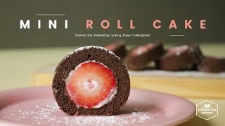 딸기 초코 미니 롤케이크 만들기:How to make Strawberry chocolate mini roll cake:イチゴチョコミニロールケーキ-Cookingtree쿠킹트리