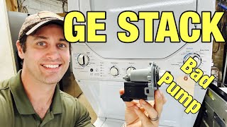 GE Stack Washer and Dryer Combo Not Draining or Spinning — Bad Drain Pump