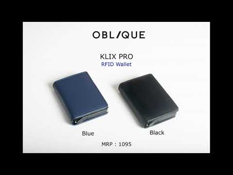 Blue / black premium faux leather oblique klix pro rfid wall...