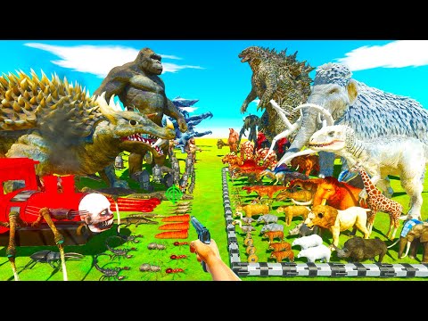Kong Vs Godzilla | Ice Age Animals & Dinosaurs Vs Reptiles - Animal Revolt Battle Simulator