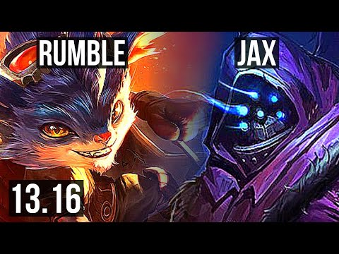 RUMBLE vs JAX (TOP) | 10/2/5, 600+ games, 1.2M mastery, Godlike | KR Challenger | 13.16