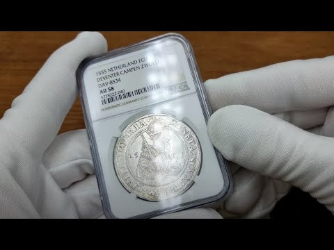 BEAUTIFUL - Netherlands Charles V (1519-1558). Thaler (Ecu) 1555 NGC AU58 (2 MAX) Aukcja 29 Niemczyk