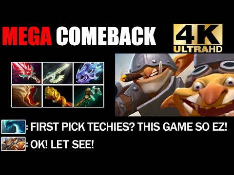 Mega Creeps Comeback By The Most Crazy Heroes Techies - Epic Battle Fight Dota 2 Pro Gameplay