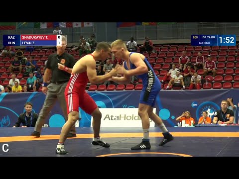 1/2 GR - 74 kg: T. SHADUKAYEV (KAZ) df. Z. LEVAI (HUN), 3-3