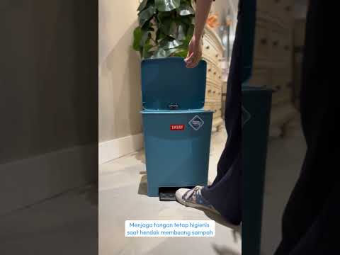 Gambar Tatay Tempat Sampah Pedal Plastik Cubic 23 Liter - Biru Atlantic