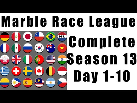 Marble Race League 2020 Season 13 Complete Race Day 1-10 in Algodoo / Marble Race King