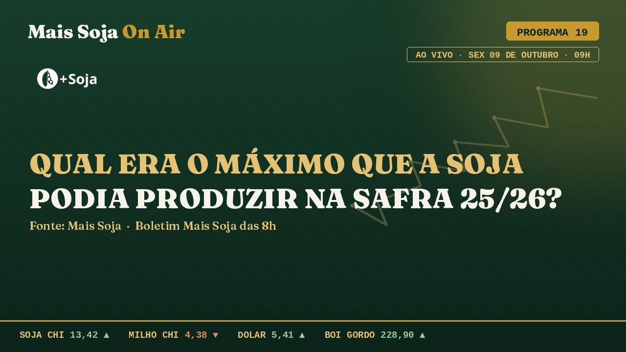 Soja cai mais de 4% no mês | Fertilizantes pressionam custos  | MAIS SOJA ON AIR