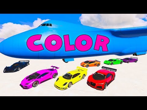 🚗 COLOR SUPERCARS FOR KIDS 🚗 Cars Transportation on Plane - Funny Cartoon with Spiderman