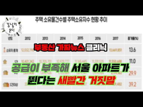 공급이 부족해 서울 아파트가 뛴다는 새빨간 거짓말