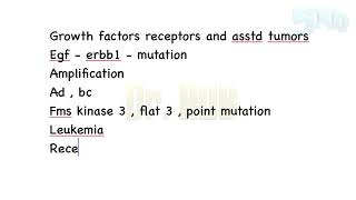 Growth factors receptors and associated tumors