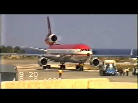 LTU MD-11 landing in Rhodes + taxing to its parking position (1992)