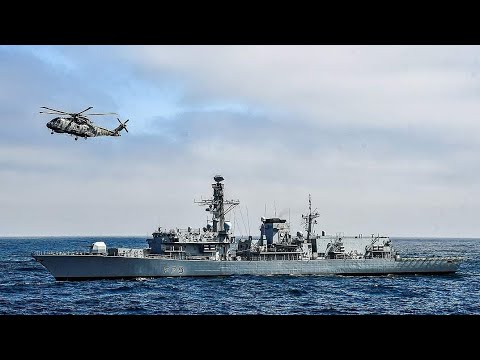 Royal Navy type 23 frigate helped by 7 helicopters to hunt down 3 submarines in biggest exercise