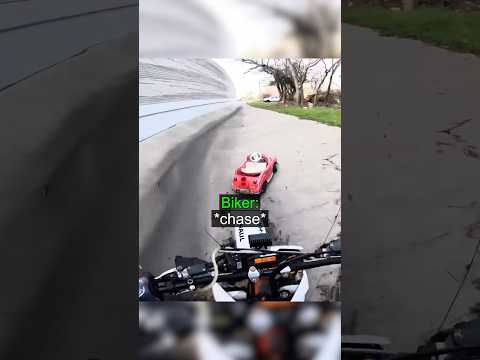 Biker Drives Toy Car !😱