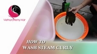 video tutorial| How to wash steam Kinky curly hair extensions to best & no tangle