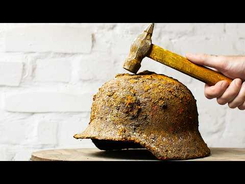 Very Rusty WW2 German M40 Helmet Restoration and Preservation.  Artifact from the battlefield