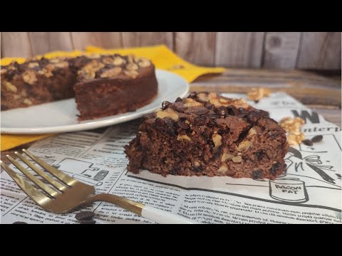 BIZCOCHO SALUDABLE DE CHOCOLATE Y NUECES, sin azúcares añadidos, Sin Gluten y rico! Con Mambo!!!