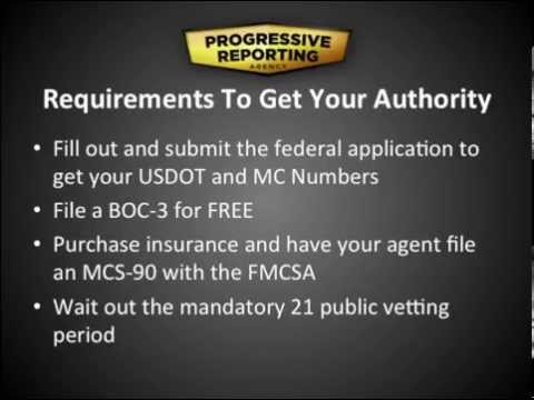 DOT Authority: How to Get Your MC Number and More - Progressive Reporting