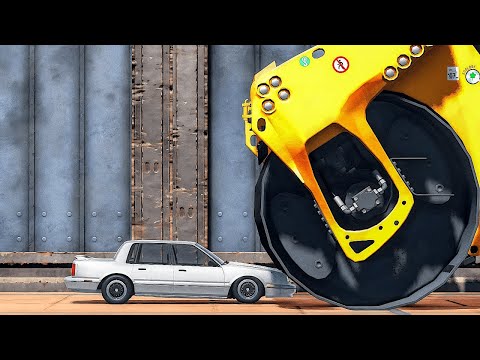 Giant Road Roller Crushes Cars - Beamng drive