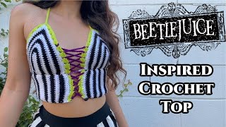 Beetlejuice Crochet Top │ Crochet Black and White Striped Top