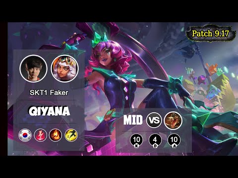 SKT1 FAKER Qiyana MID VS Renekton | LOL | S9 KR Challenger - Full Gameplay