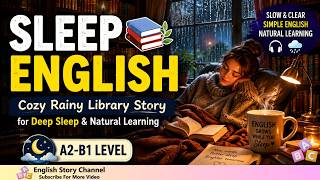 Sleep English Cozy Rainy Library Story for Deep Sleep & Natural Learning (A2-B1)