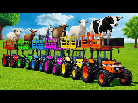 LOAD BULLS, HORSES, COWS, SHEEPS, RAMS, GOATS & TRANSPORT WITH CASE TRACTORS - FS22