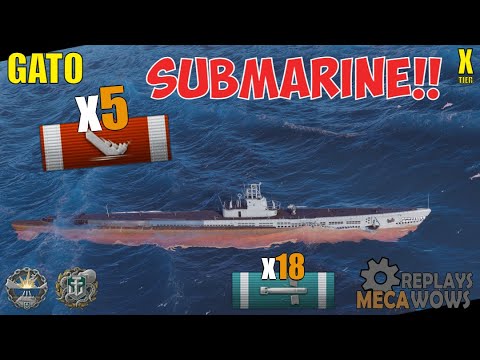 Submarine Gato 5 Kills & 130k Damage | World of Warships Gameplay