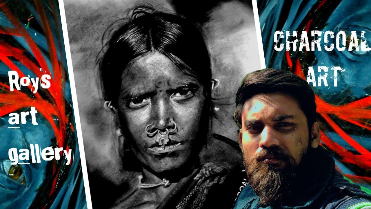 #charcoalart#charcoaltechnique..charcoal portrait realistic easy step by step..by #roysartgallery