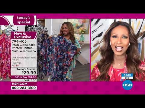 IMAN Global Chic Printed Chiffon MultiWear Ruana