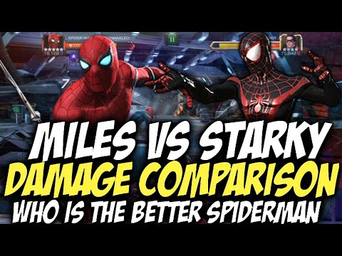 Miles Morales Vs Stark Enhanced Spiderman Damage Comparison | Who Is Better? | MCOC