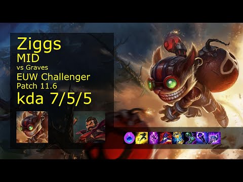 Ziggs vs Graves Mid - EUW Challenger 7/5/5 Patch 11.6 Gameplay