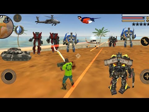 Vegas Crime Simulator (Vegas Hero Fight Robot Car on Sea) Car Robot Destroyer RPG Machine Gun - FHD