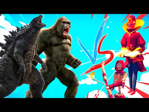 100x BANANA MONKEYS + 2x GIANT GODZILA + KIN KONG vs 4x EVERY GODS-Totally Accurate Battle Simulator