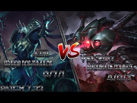 Vel'Koz Vs. Azir 4/0/3 [Replay] Patch 7.22