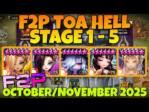 F2P TOA HELL 1 2 3 4 5 (SEARA GIANA KIKI DONGBAEK PSAMATHE) OCTOBER NOVEMBER 2025 SUMMONERS WAR