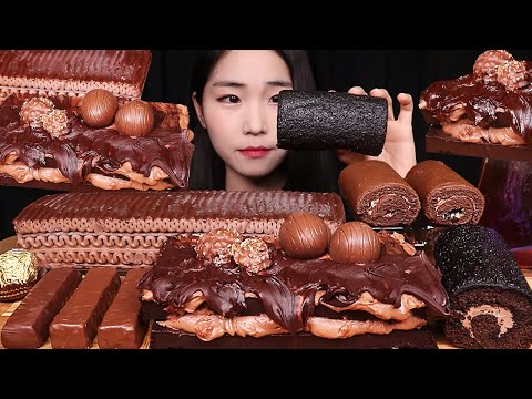 Chocolate Party🍫가나슈 초코크림케이크, 초코 아이스크림 케이크, 편의점 초코디저트 먹방 & 레시피 Chocolate Dessert MUKBANG ASMR