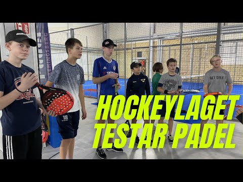 Hockeylaget testar padel (FOC Farsta Team-08)