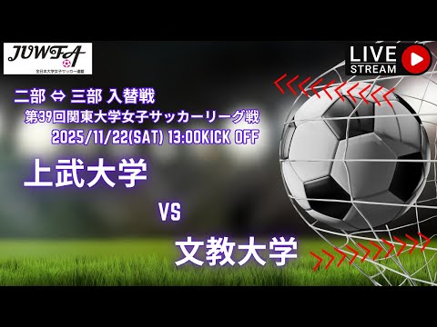 体育学科 【関東 2部⇔3部 入替戦】上武大学 vs 文教大学 11月22日（土）13:00