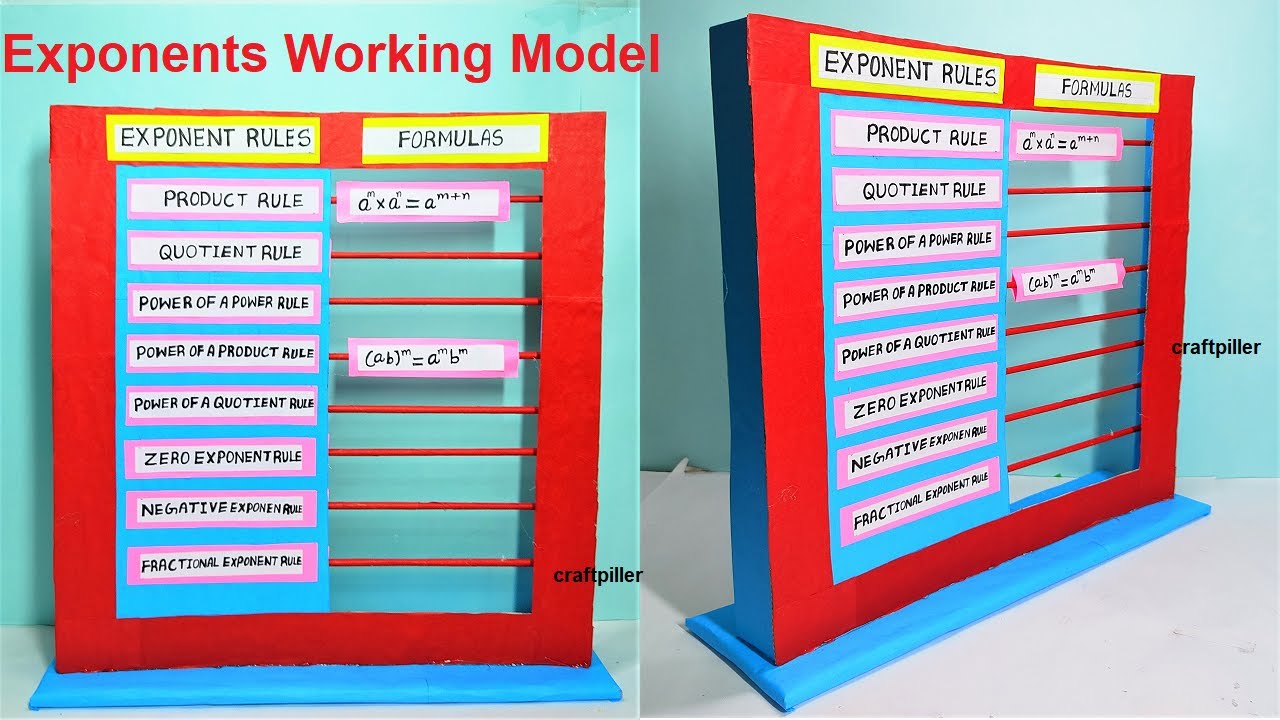 maths working model laws of exponents - maths tlm - simple and easy | craftpiller