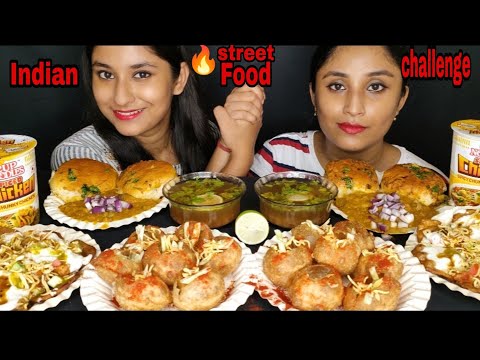 ASMR Eating🔥spicy Indian Street food 😋|Panipuri Challenge,Pav Bhaji,Papdi Chat, Noodles Challenge