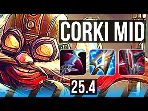 CORKI vs AHRI (MID) | 9/1/5, 68% winrate, Dominating | KR Master | 25.4