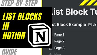 - LIST BLOCKS IN NOTION | How to Create and Use List Blocks in Notion Tutorial