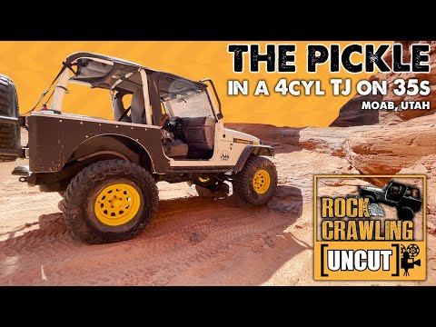 2.5l Jeep TJ 3\" Lift on 35's vs The Pickle Trail in Moab, Utah | Offroading a Mildly Built Wrangler