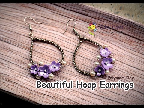 Polymer Clay Floral Hoop Earrings | DIY Polymer Clay Hoop Earrings | Polymer Clay Jewelry | Clay Art