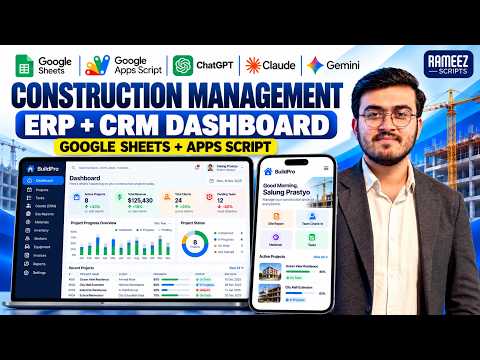 Construction Management Software in Google Sheets + Apps Script | ERP + CRM Web App with AI